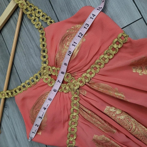 Milly Women's Babydoll Dress Size 2 Pink Paisley Sleeveless V-Neck Pullover - Picture 9 of 10